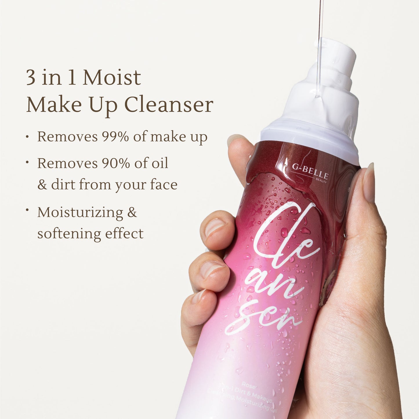 Rose 3-in-1 Dirt & Makeup Moisturizing Gel 120ml Face Wash & Make Up Remover Soothes Acne & Irritation | 99% Make Up Removed, Face Clean from Oil & Dirt